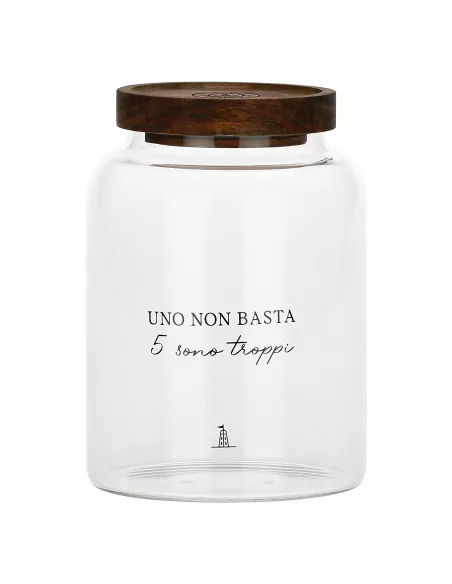 Barattolo caffè I Garbati In Vetro Borosilicato Con Tappo In Legno D' Acacia