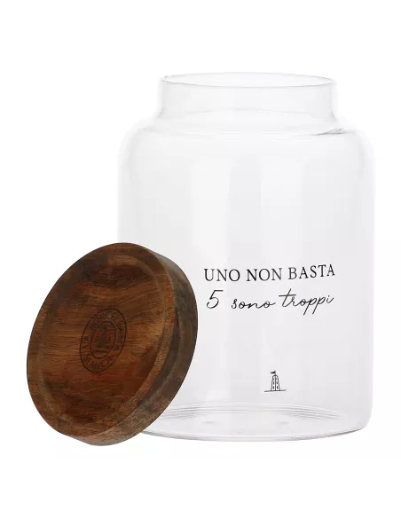 Barattolo caffè I Garbati In Vetro Borosilicato Con Tappo In Legno D' Acacia
