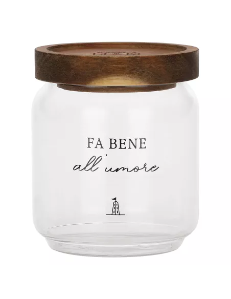 Barattolo Zucchero I Garbati In Vetro Borosilicato Con Tappo In Legno D' Acacia