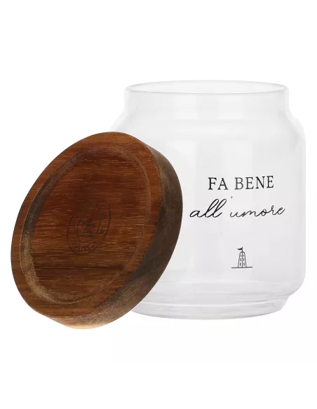 Barattolo Zucchero I Garbati In Vetro Borosilicato Con Tappo In Legno D' Acacia