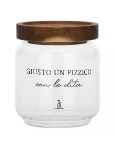 Barattolo Sale I Garbati In Vetro Borosilicato Con Tappo In Legno D' Acacia