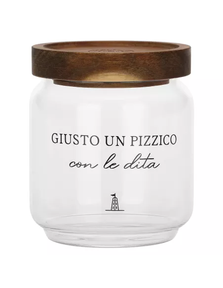 Barattolo Sale I Garbati In Vetro Borosilicato Con Tappo In Legno D' Acacia