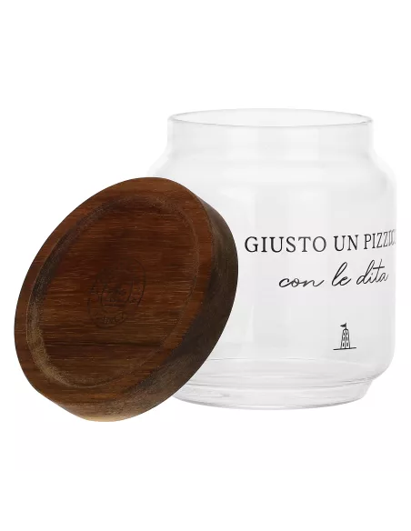 Barattolo Sale I Garbati In Vetro Borosilicato Con Tappo In Legno D' Acacia
