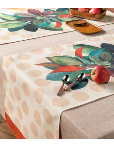 Flora Pois - Runner Da Tavola In Filato Antimacchia E Idrorepellente 50x155 Cm