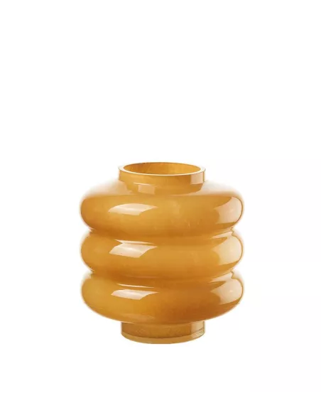 Vaso Basso In Vetro Giallo Ocra - L'oca Nera