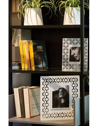 Portafoto Ikat Grande Bianco Marmo