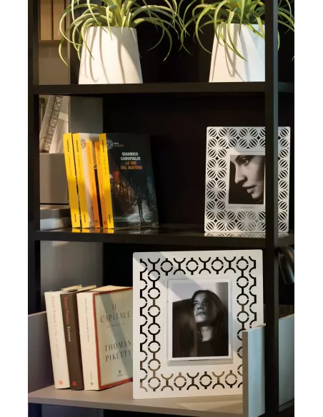 Portafoto Ikat Grande Bianco Marmo