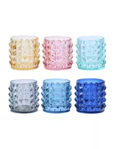Set 6 Bicchieri Funky Colori Assoriti In Vetro