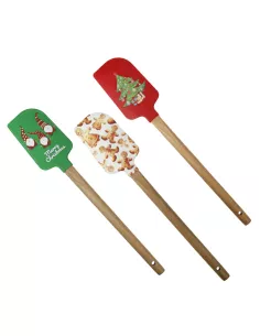 Leccapentola Christmas in Silicone e Legno Decori e Colori Assortiti - 1pz