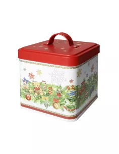 Barattolo Quadrato Christmas Metal Tappo Rosso