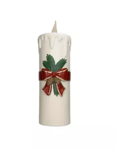Candela Christmas Crema con Led Resina