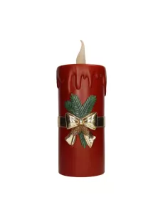 Candela Christmas Rossa con Led Resina