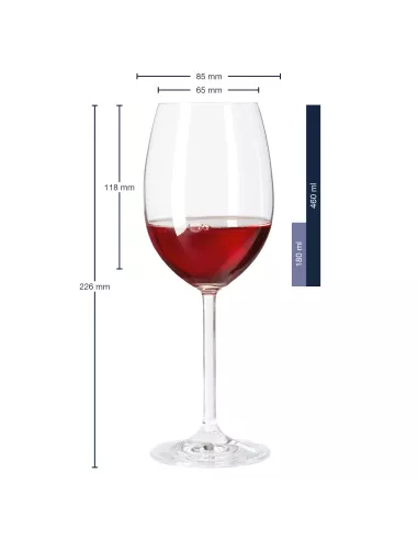 Set 6 Calici Vino Rosso in Vetro 460ml Daily