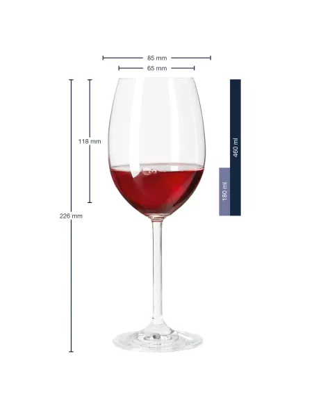 Set 6 Calici Vino Rosso in Vetro 460ml Daily