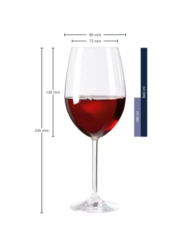 Set 6 Calici Vino Bordeaux in Vetro 640ml Daily