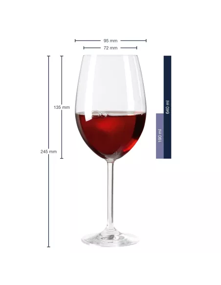 Set 6 Calici Vino Bordeaux in Vetro 640ml Daily