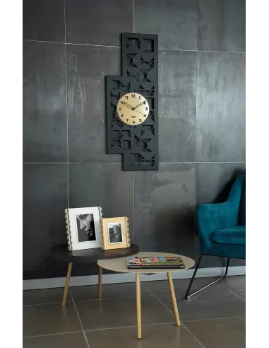 Orologio da parete Vogue Nero e Oro Laccato