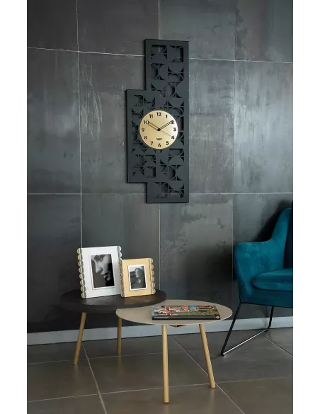 Orologio da parete Vogue Nero e Oro Laccato