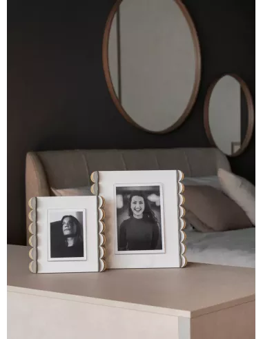 Portafoto Volans Piccolo Bianco Marmo Giada Oro Laccato