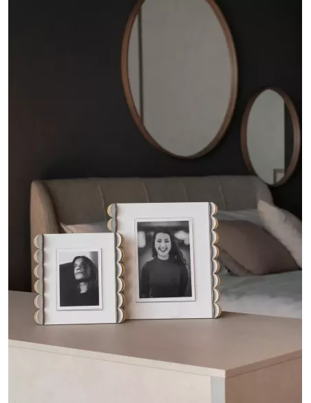 Portafoto Volans Piccolo Bianco Marmo Giada Oro Laccato