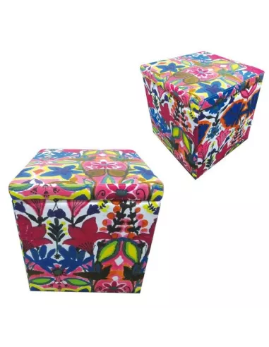 Pouf Cubo Apribile Flowers In Velluto  - 10034FLO  - Mai Uguali  - Complementi d'arredo