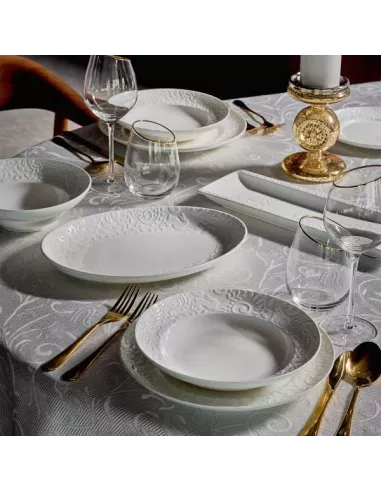 Piatto rettangolare con 3 scomparti Cm 34x12 New Bone China Bianco Etoile