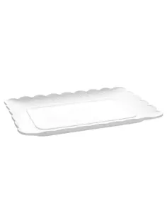 Piatto Rettangolare Cm 31x21 Lace Porcellana Bianco