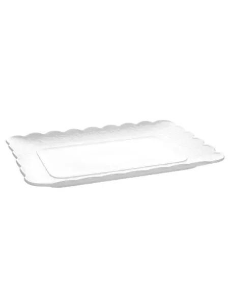 Piatto Rettangolare Cm 31x21 Lace Porcellana Bianco