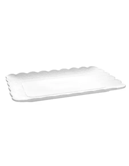 Piatto Rettangolare Cm 36x24 Lace Porcellana Bianco