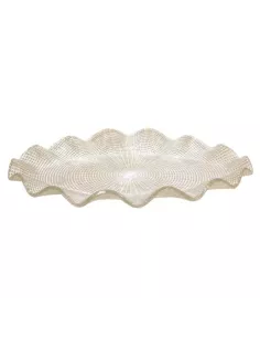 Piatto Ovale Cm 35 Oro Vetro Beige Linea Glory