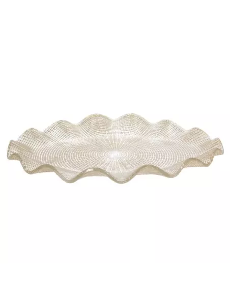 Piatto Ovale Cm 35 Oro Vetro Beige Linea Glory