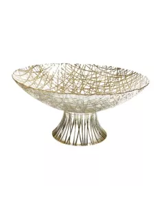 Centrotavola Porta Frutta Cm 34 Oro Vetro Beige Linea Glory