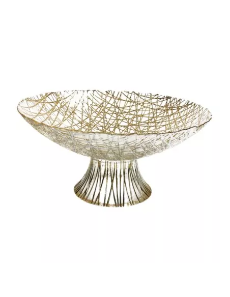 Centrotavola Porta Frutta Cm 34 Oro Vetro Beige Linea Glory