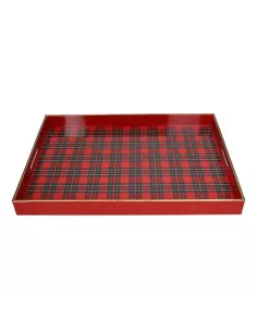Vassoio Rettangolare Tartan Cm 48x35 Party Time Plastica Rosso