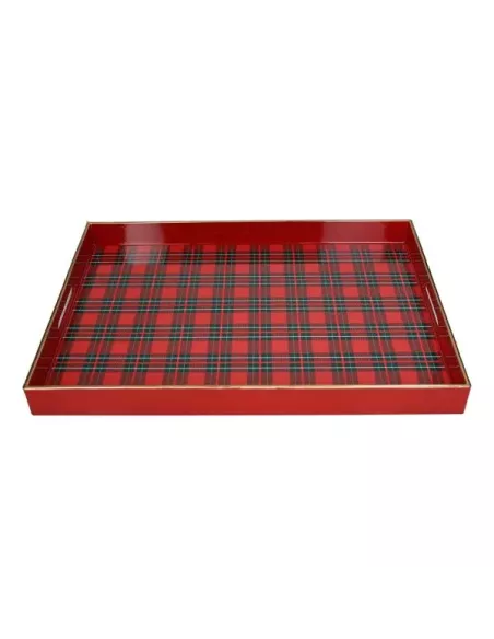 Vassoio Rettangolare Tartan Cm 48x35 Party Time Plastica Rosso