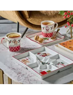 Antipastiera Serving Cm 22x26 New Bone China New Milk&C Happy Santa 2