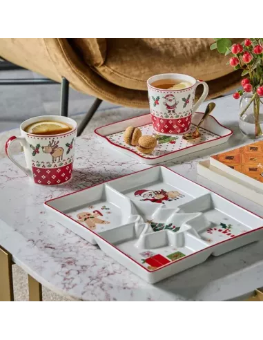 Antipastiera Serving Cm 22x26 New Bone China New Milk&C Happy Santa