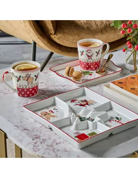 Antipastiera Serving Cm 22x26 New Bone China New Milk&C Happy Santa