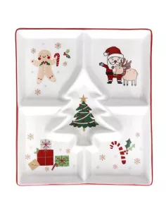 Antipastiera Serving Cm 22x26 New Bone China New Milk&C Happy Santa