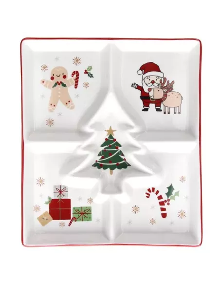 Antipastiera Serving Cm 22x26 New Bone China New Milk&C Happy Santa