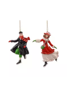Decorazione Natalizia Coppia Winter Dancing  in Resina 12 cm