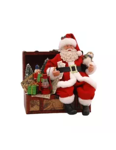 Il Baule di Babbo Natale Decorazione da Appoggio Rosso Verde ed Oro 20cm