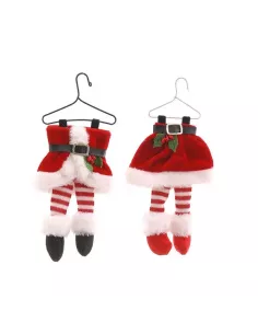 Decorazione Natalizia Abito Babbo Natale Lui e Lei 22,9 cm Decori Assortiti - 1Pz