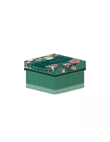 Portagioie tondo 13x6,5 cm in porcellana con coperchio living chintz in luxury box
