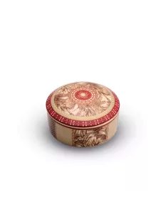 Portagioie tondo 13x6,5 cm in porcellana con coperchio living tropical in luxury box