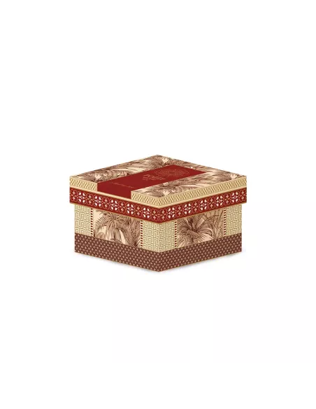 Portagioie tondo 13x6,5 cm in porcellana con coperchio living tropical in luxury box