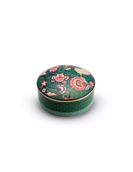 Portagioie tondo 13x6,5 cm in porcellana con coperchio living chintz in luxury box