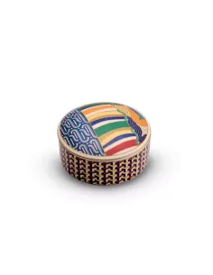 Portagioie tondo 13x6,5 cm in porcellana con coperchio living geometric in luxury box