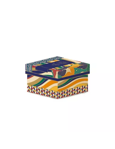 Portagioie tondo 13x6,5 cm in porcellana con coperchio living geometric in luxury box