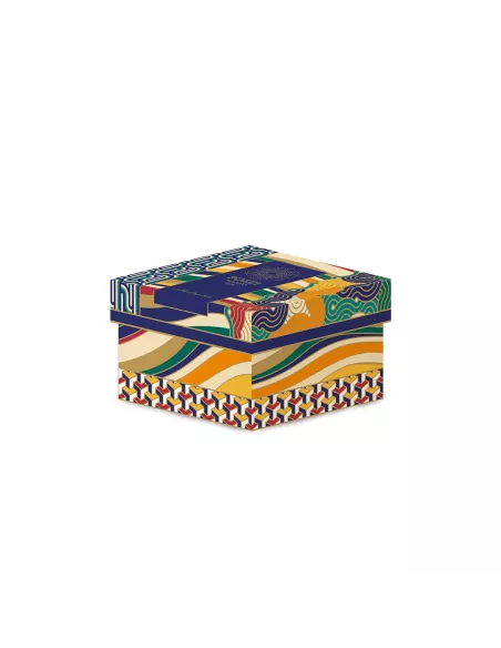 Portagioie tondo 13x6,5 cm in porcellana con coperchio living geometric in luxury box
